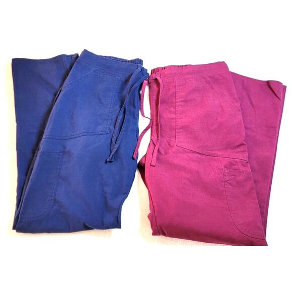 Scubstar Scrubs Unisex Pants Lot Sz S WM080 Wine Indigo Elastic Drawstring Front - Picture 2 of 11